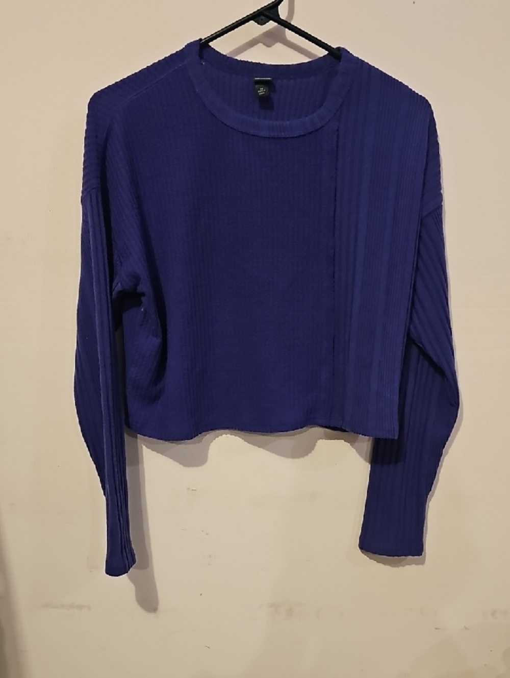 Wild Fable,Nwots Womens Ribbed Waffle Knit Purple long sleeve top. Sz XS,cropped